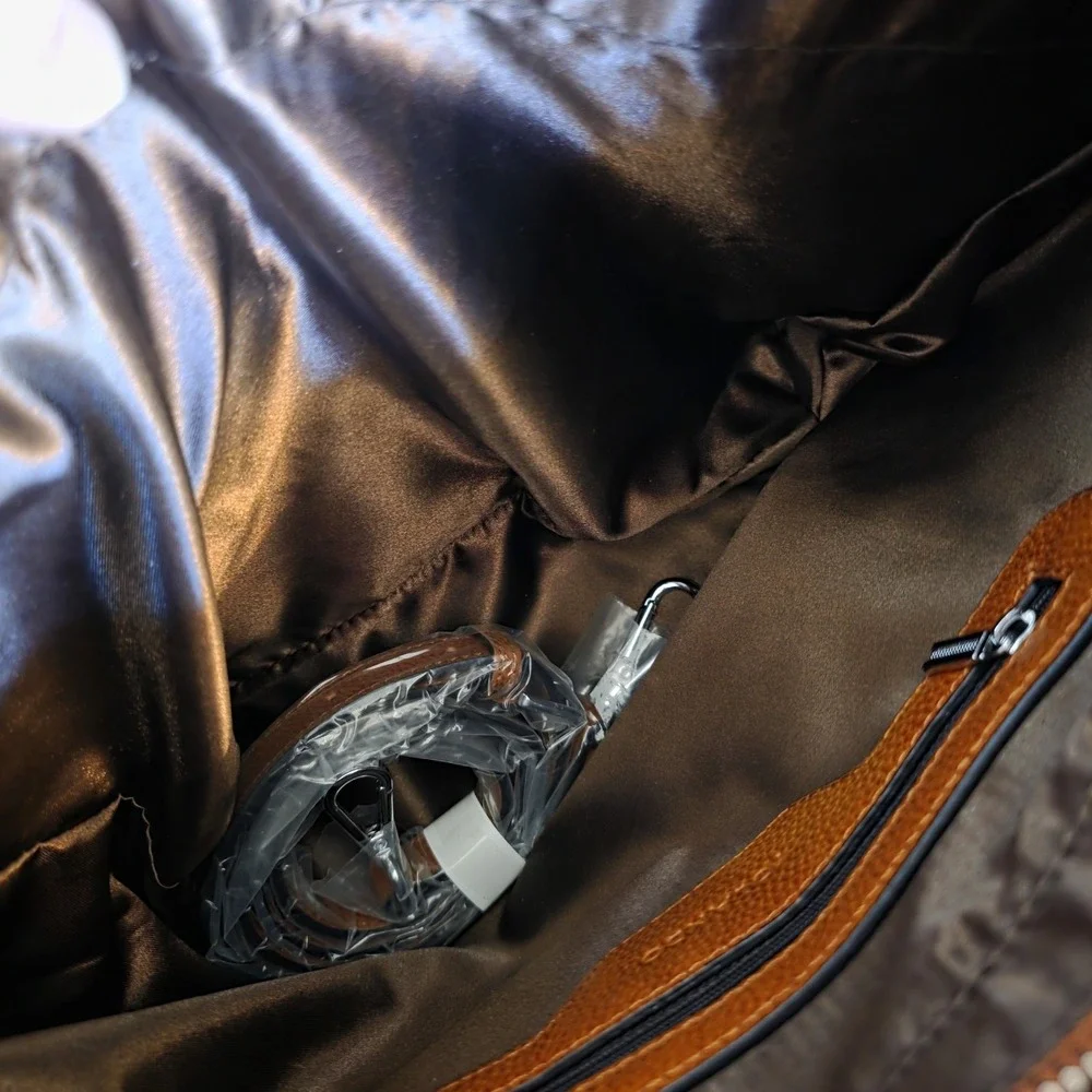 Yolando Purse Light Brown Handbag‎ Detachable Strap Handles Zipper Pockets EUC